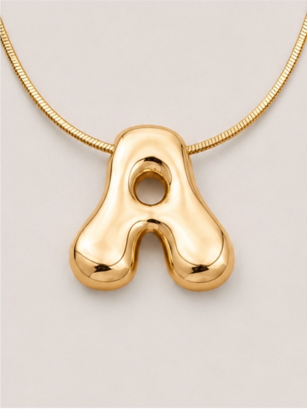 New! Gold Bubble Initial Letter Necklace NWOT